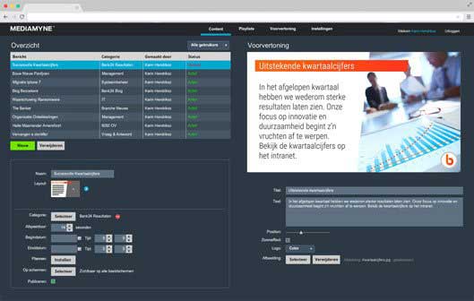 Eén gebruiksvriendelijk CMS voor narrowcasting en Employee App.